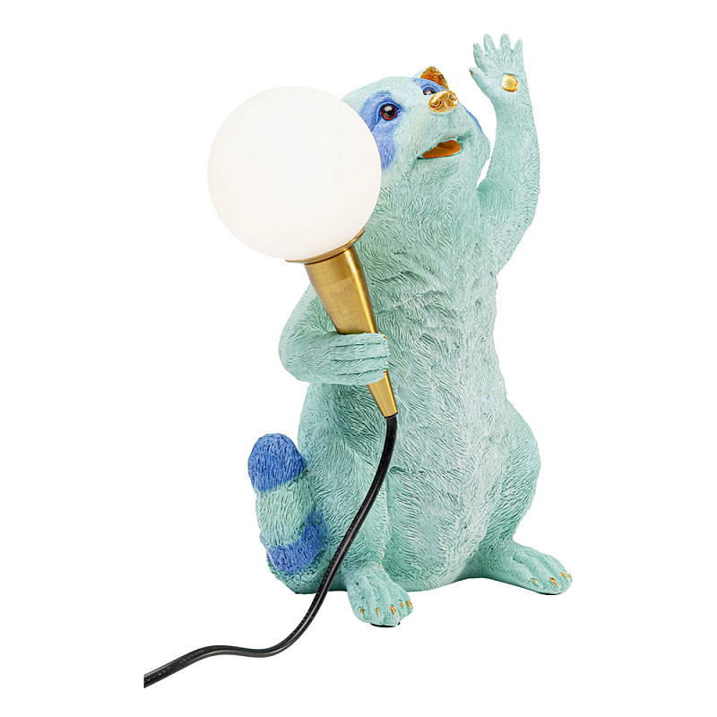 Настольная лампа для детской Голубой Енот  Золотой Бирюзовый Синий в Барнауле | Loft Concept 