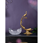 Чаша из прозрачного стекла на бронзовой подставке в виде павлина с рельефным хвостом Eden Garden варинант исполнения - 7 | Loft Concept в Барнауле