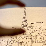 Настольная лампа с принтом на белом тканевом абажуре Roof Garden Lamp варинант исполнения - 3 | Loft Concept в Барнауле