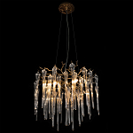 Люстра подвесная круглая в виде ветвей деревьев бронзового цвета с прозрачными подвесками-каплями Droplet Chandelier варинант исполнения - 2 | Loft Concept в Барнауле