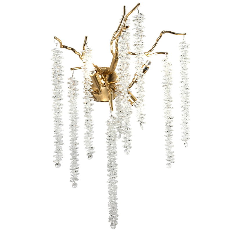 Бра с декором в виде ветвей с хрустальными подвесками Fairytree Gold Crystal Wall Lamp Золотой Прозрачное Стекло в Барнауле | Loft Concept 