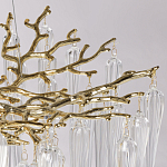 Люстра золотого цвета с декоративными ветками и длинными прозрачными стеклянными подвесами в форме сосулек Droplet Chandelier варинант исполнения - 7 | Loft Concept в Барнауле