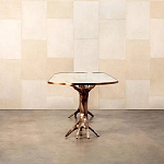 Обеденный стол с фигурным декором бронзового цвета Dichotomy racetrack варинант исполнения - 4 | Loft Concept в Барнауле