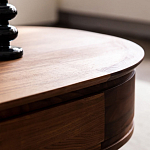 Кофейный стол овальный из дерева с 2-мя ящиками Coffee Walnut Table варинант исполнения - 9 | Loft Concept в Барнауле