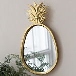 Зеркало овальной формы с золотистой рамкой и декоративной верхушкой в виде ананаса Pineapple Shine  варинант исполнения - 4 | Loft Concept в Барнауле