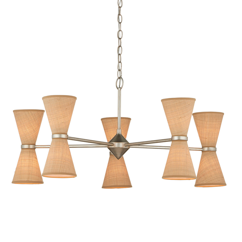 Люстра серебряного цвета с тканевыми абажурами Loft Rope Light Серебряный Бежевый Люстра серебряного цвета с тканевыми абажурами Loft Rope Light Серебряный Бежевый в Барнауле | Loft Concept