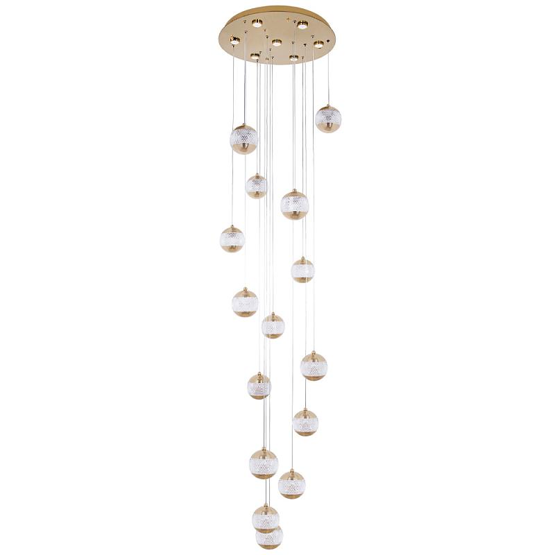 Каскадная люстра с сферическими плафонами из акрила Veva Lamps Chandelier Золотой Прозрачный Каскадная люстра с сферическими плафонами из акрила Veva Lamps Chandelier Золотой Прозрачный в Барнауле | Loft Concept