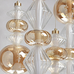 Люстра с плафонами из прозрачного и янтарного стекла в виде шаров и ромбов Gabriel Scott Luna варинант исполнения - 4 | Loft Concept в Барнауле