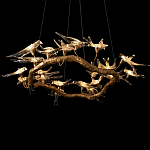 Люстра подвесная с прозрачными стеклянными птичками на ветвях Диаметр 100 см Serip Voa варинант исполнения - 9 | Loft Concept в Барнауле