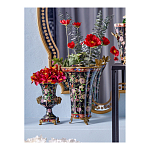 Ваза из фарфора черная с цветочной росписью и бронзовой стрекозой Spring Garden варинант исполнения - 4 | Loft Concept в Барнауле