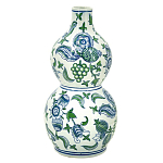 Ваза фигурная с сине-зелеными узорами распустившихся цветов Blossoming Spring варинант исполнения - 1 | Loft Concept в Барнауле