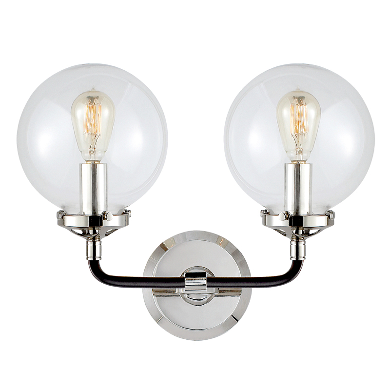 Бра Бистро Globe Clear Glass Double Sconce Nickel  в Барнауле | Loft Concept 