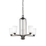 Люстра бронзового цвета с 5-ю матовыми стеклянными плафонами Generation Lighting варинант исполнения - 1 | Loft Concept в Барнауле