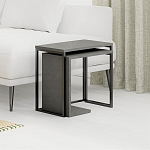 Комплект из 2-х приставных столов серого цвета из дерева ZIGOSH RETRO GREY варинант исполнения - 2 | Loft Concept в Барнауле