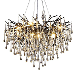 Люстра черная с прозрачными стеклянными подвесками в форме капель FAIRYTREE Light варинант исполнения - 3 | Loft Concept в Барнауле