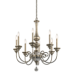 Люстра серебряного цвета с состаренным эффектом и декоративным подвесным шаром Kichler варинант исполнения - 1 | Loft Concept в Барнауле