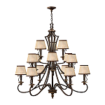Люстра бронзового цвета с бежевыми абажурами из органзы в классическом стиле Hinkley варинант исполнения - 2 | Loft Concept в Барнауле