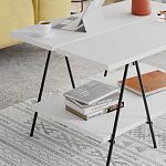 Стол журнальный с белой прямоугольной столешницей и полкой ESSEL WHITE варинант исполнения - 3 | Loft Concept в Барнауле