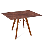 Стол обеденный с коричневой прямоугольной столешницей из керамики на четырех деревянных ножках Brown Ceramics варинант исполнения - 1 | Loft Concept в Барнауле