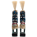 Комплект из 2-х деревянных статуэток Asmat Straw Headdress Statuettes Blue Colorful Tattoo варинант исполнения - 1 | Loft Concept в Барнауле