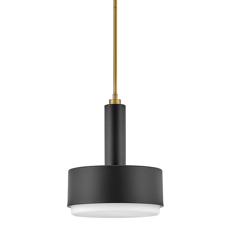 Подвесной светильник цилиндрический с белым плафоном Hinkley Латунь Бронза Белый в Барнауле | Loft Concept 