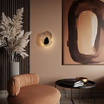 Бра с волнообразным стеклянным плафоном и вставкой из мрамора Liquid Stone варинант исполнения - 15 | Loft Concept в Барнауле