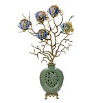 Ваза зеленая с бронзовыми ветвями и фарфоровыми рыбками Eden Garden варинант исполнения - 1 | Loft Concept в Барнауле