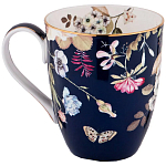 Кружка синяя из фарфора с рисунком цветов 400 мл Garden Whisper Porcelain Set  варинант исполнения - 1 | Loft Concept в Барнауле