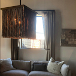 Люстра квадратная с бахромой и подвесом из деревянных бусин Psyche варинант исполнения - 3 | Loft Concept в Барнауле