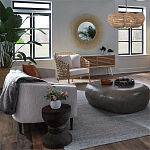 Круглая люстра волнистой формы с декором из круглых деревянных бусин White Wooden Beads Chandelier варинант исполнения - 2 | Loft Concept в Барнауле