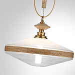 Подвесной светильник с плоским прозрачным плафоном и декоративной вставкой из текстурного камня Tectona  варинант исполнения - 6 | Loft Concept в Барнауле