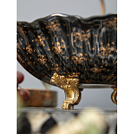 Блюдо черного цвета из фрафора на бронзовых ножках Eden Garden porcelain and bronze варинант исполнения - 5 | Loft Concept в Барнауле