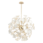 Люстра круглой формы с белыми и прозрачными лепестками цветов Диаметр 69 см Wintery flovers варинант исполнения - 1 | Loft Concept в Барнауле