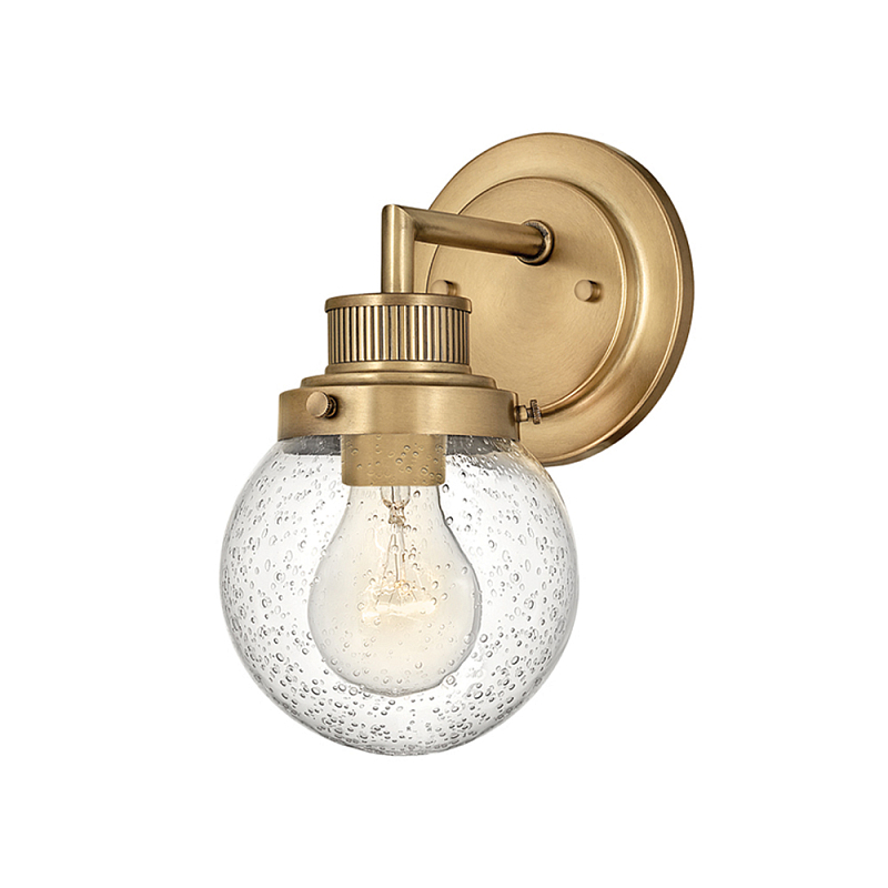 Бра для ванных комнат с прозрачным шарообразным плафоном из стекла с пузырьками на круглом основании Hinkley Хром Латунь Прозрачное Стекло в Барнауле | Loft Concept 
