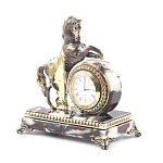 Часы настольные бронзовые с декором в виде коня Horse Stone Clock варинант исполнения - 8 | Loft Concept в Барнауле