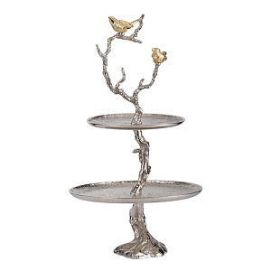 Блюдо двухъярусное Birds on Branches silver