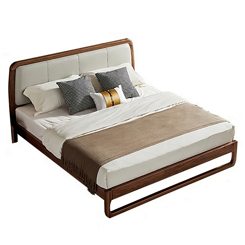 Кровать двуспальная с деревянным каркасом и мягким изголовьем Walnut Bed Орех Кровать двуспальная с деревянным каркасом и мягким изголовьем Walnut Bed Орех в Барнауле | Loft Concept