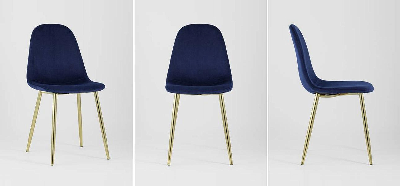 Стул Archie Chair Темно-Синий Велюр Золотые ножки Стул Archie Chair Темно-Синий Велюр Золотые ножки - Loft-Concept в Барнауле