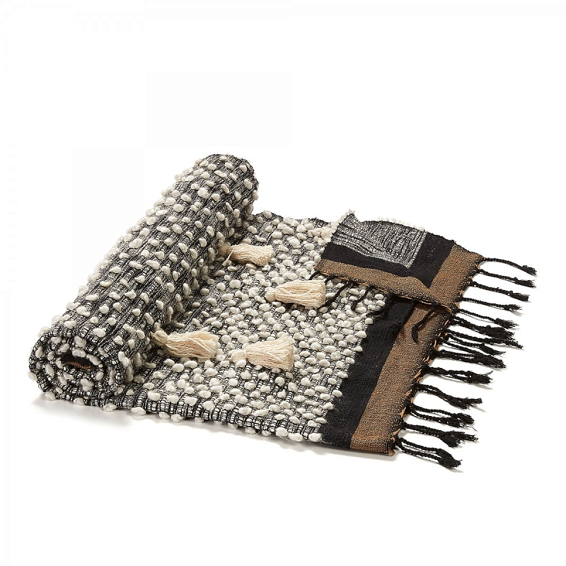 Плед Plaid Boho Tassels Бежевый Коричневый Синий Плед Plaid Boho Tassels Бежевый Коричневый Синий в Барнауле | Loft Concept