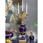 Подсвечник из темно-синего фарфора с бронзовыми элементами и цветами Eden Garden варинант исполнения - 4 | Loft Concept в Барнауле