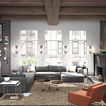 Бра цвета хром с круглой рамой и цилиндрическим прозрачным стеклянным плафоном на прямоугольном основании Feiss варинант исполнения - 4 | Loft Concept в Барнауле