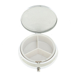 Таблетница карманная круглая с 3-мя отделениями и накладкой из натурального камня Апатит Голубой Silver Stone Pillboxes варинант исполнения - 3 | Loft Concept в Барнауле