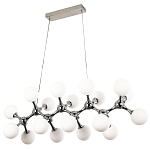 Линейная люстра с плафонами из стеклянных шаров Pearls Suspension Linear Chrome Chandelier варинант исполнения - 2 | Loft Concept в Барнауле