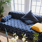 Трехместный диван темно-синий Campion Deep Blue Sofa варинант исполнения - 5 | Loft Concept в Барнауле