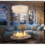 Круглая люстра с хрустальными подвесками на золотистом каркасе Gorgeous Crystal Light варинант исполнения - 13 | Loft Concept в Барнауле