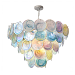 Люстра с каскадом из круглых разноцветных стеклянных дисков Mother of Pearl Iridescence варинант исполнения - 2 | Loft Concept в Барнауле
