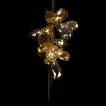 Люстра подвесная вытянутой формы с плафонами из стекла и металла с тремя вертикальными подвесками Gilded Mirage  варинант исполнения - 5 | Loft Concept в Барнауле