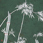 Обои ручная роспись Bamboo Argent on Edo Green painted silk варинант исполнения - 1 | Loft Concept в Барнауле