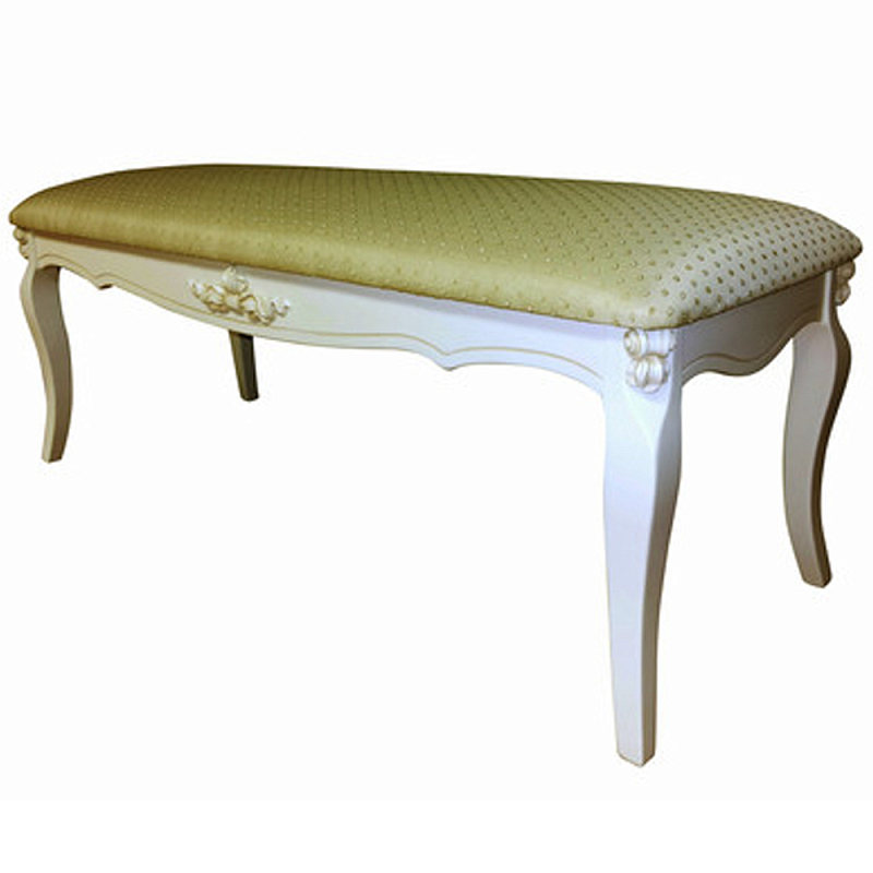 Банкетка велюр в стиле прованс Lotte French Seating Banquette Белый Бежевый в Барнауле | Loft Concept 