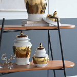 Ваза белая с крышкой и золотистыми фрагментами 46 см Chinoiserie Ceramics варинант исполнения - 2 | Loft Concept в Барнауле